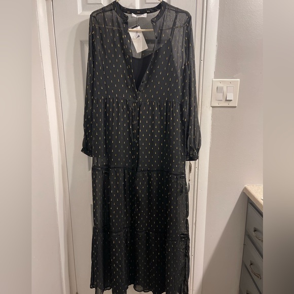Black & Gold Sheer Maxi Dress 👗 - Picture 2 of 4
